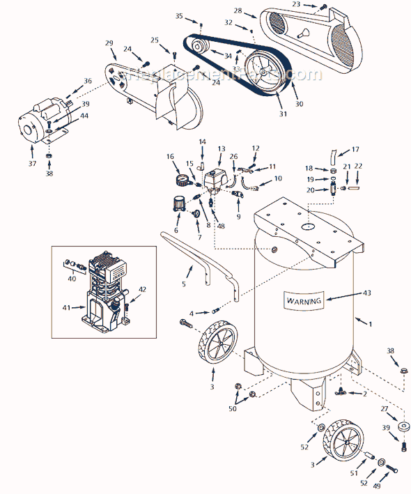 Page A Diagram and Parts List for EX800800 2002 Campbell Hausfeld Compressor